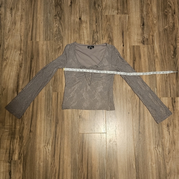 Self Esteem Purple Long Sleeve Tie Front Blouse - Picture 2 of 7